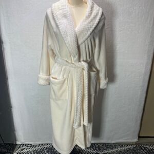 SONOMA Intimates Cream Plush Fleece Shawl Collar Robe Cozy Loungewear Size L